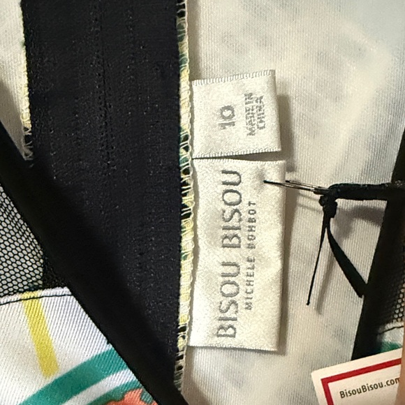 Bisou Bisou Floral Geometric Sheath Dress - Black & Coral - Picture 5 of 7